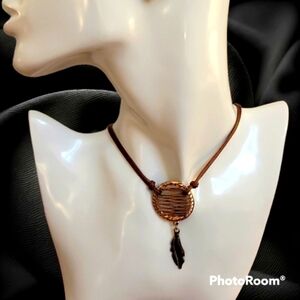 3/$30 Cowboy Core Leather Dream Catcher Feather Western Boho Lavalier Necklace